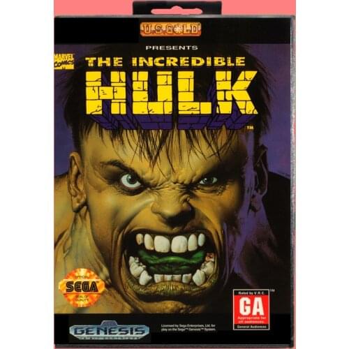 The incredible hulk 16 Bit MD Game card with Retail Box For Sega Genesis & Mega Drive