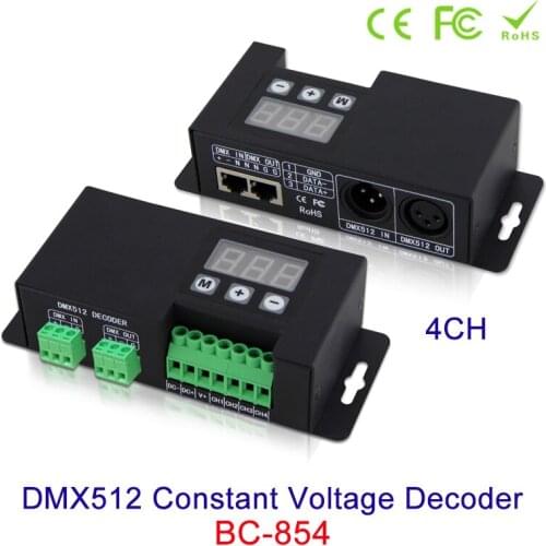 NEW 4CH DMX512 Constant Voltage Decoder RGBW 3-digital-display shows DMX address, DC12V-24V in DMX512/1990 out 4-channel CV PWM