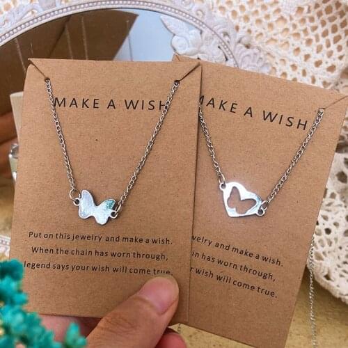IF ME 2PCS/set Butterfly Necklaces for Women Girl Couple Matching Necklace Pendant Chain Choker Necklace 2021 New Trendy Jewelry
