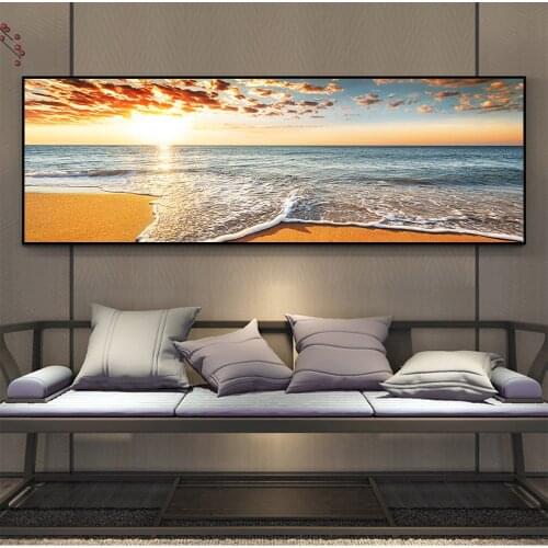 Nature Art Sunset Beach Seascape Canvas Paintings Posters And Prints Wall Art Pictures for Living Room Decor (No Frame)