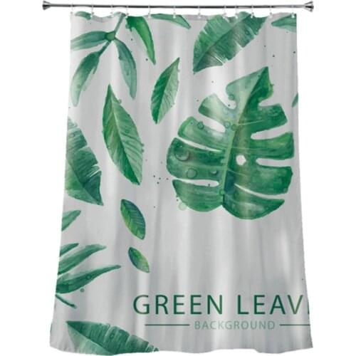 Simple Green leaves Shower Curtains Bathroom Polyester Waterproof Shower Curtain Leaves Printing Curtains for Bathroom Shower