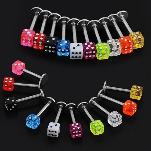 Unisex 20 Pcs Acrylic UV Earring Mixed Cube Dice Lip Ear Studs Rings Tragus Labret Body Piercing Bars