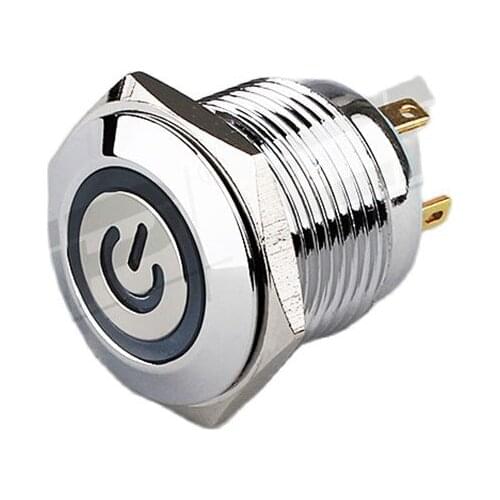 CMP 16mm Waterproof Momentary Metal Push Off On Switch Plane Type Translucent Power Supply Logo