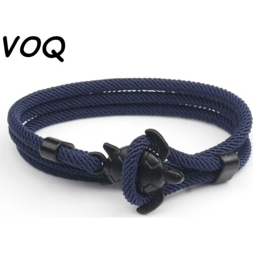 VOQ Summer Beach Turtle Charm Bracelets for Couples Milan Rope Winding Bracelet 2021 Fashion Handmade Party Jewelry Gift