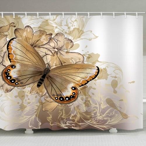 Butterfly Shower Curtains Polyester Waterproof Shower Curtains Bath Curtain Bathroom Curtain
