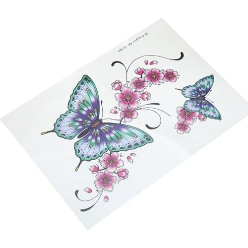 Lady Body Art Sticker Large Butterfly Flower Temporaire Tattoos Temporary Tattoo Waterproof Fake Tatto Disposable