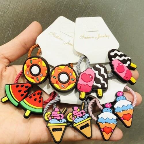 10Pcs/set Cute Cake Ice Cream Colorful Hair Accessories Children Rubber Bands Scrunchies Elastic Hair Bands Girls Headwear Ties