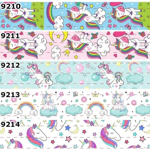 10yards - Different Sizes -- New Fancy Unicorn Style Printed Grosgrain Ribbon Hair Acceesories