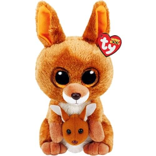 15 CM Ty Beanie Big Eyes Brown Parent-child Kangaroo Cute Plush Toy Collection Baby Stuffed Animal Doll Gifts for Boys and Girls