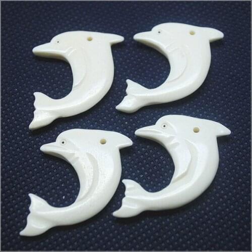1pcs natural bone beads accessories carving beads dolphin items diy beads 40mm white colors jewelry findings factory making