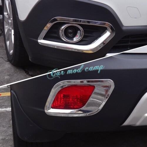 ABS Chrome Front & Rear Fog Light Fog Lamp Cover Trim 4pcs For Vauxhall Opel Mokka / Buick Encore 2013 2014 2015 Car Styling