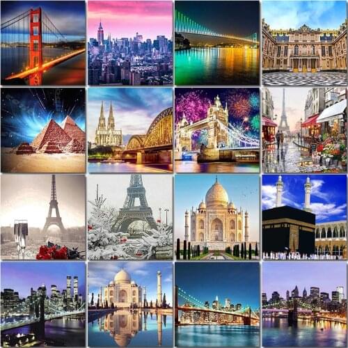5D Diamond Painting Landscape Painting City Scenery DIY Cross Stitch Paste Diamond Mosaic Pattern Decoration Painting Pictures