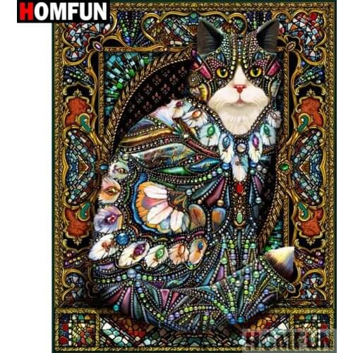 HOMFUN Full Square/Round Drill 5D DIY Diamond Painting "Cartoon cat" Embroidery Cross Stitch 5D Home Decor Gift A17067