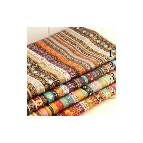 Free shipping 50 * 70 cm 4-color striped cotton fabric handmade ethnic style gilt sewing fabric HER-203