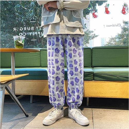 Male Fashions Joggers Men Hip Hop Korean Full Printed Cargo Pants 2021 Spring Mens Streetwear Harajuku Harem Sweatpants