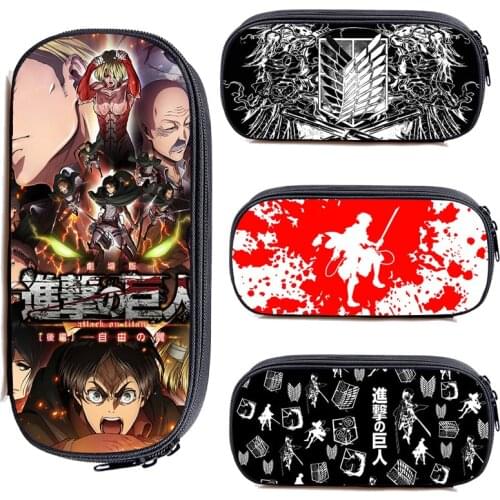 3D Print Anime Attack on Titan Season 4 Pencil Case Make Up Box Cosmetic Case Zipper Storage Hip Hop School Supplies Beauty Case