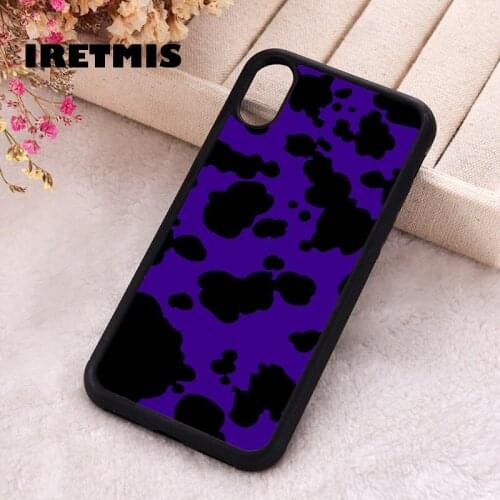 Iretmis 5 5S SE 2020 phone cover cases for iphone 6 6S 7 8 Plus X Xs Max XR 11 12 MINI Pro Soft Silicone TPU Cow Print Purple