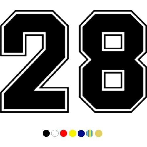 CS-10002# funny racing number 28 adhesive vinyl car sticker reflective waterproof car decal on car truck bumper rear window