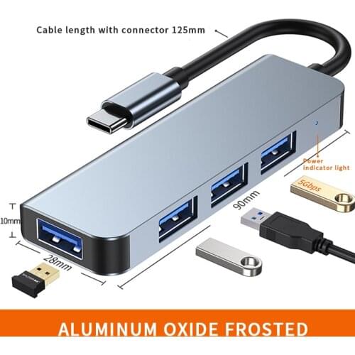 4 In One Usb 3.0*1 2.0*3 Type-c Docking Station Usb3.1hub High-speed Transmission Notebook Extension Splitter