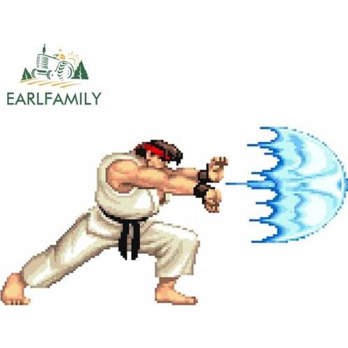 EARLFAMILY 13cm x 12.7cm for Arcade Fighter Ryu Waterproof Car Sticker Occlusion Scratch Decal Refrigerator Cartoon Car Styling
