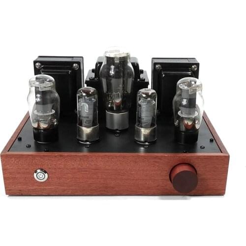 EL34 6P3P 6L6 KT66 single-ended tube power amplifier 8WX2, 6J8P push. Frequency response: 20-30KHz ±1db, 1 RCA input