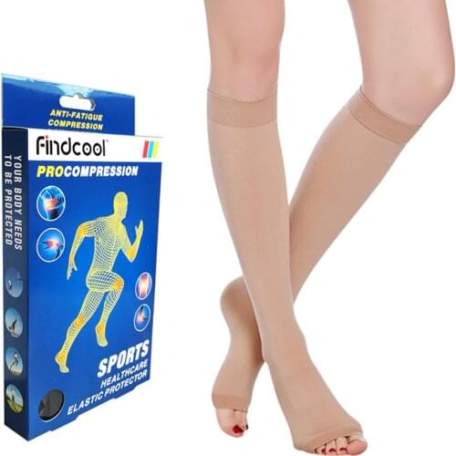 FINDCOOL Open Toe Knee High 20-30 mmHg Medical Compression Stockings(1 pair) Over The Knee