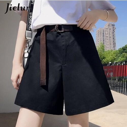 Jielur Khaki Black Shorts Female Summer Wide Leg Shorts for Women Cool Hipster Loose Cargo Short Femme Korean Streetwear M-XXL