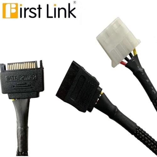 Sata15Pin Male Serial to 15Pin IDE Molex Female + 4Pin SATA Female Power Adapter Cable