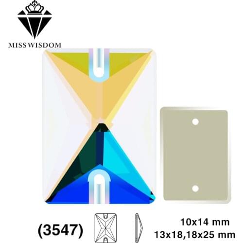 10X14mm/13X18mm/18X25mm 2018New product high quality flat glass double hole sew-on rhinestones Rectangle ABcolor diy accessories
