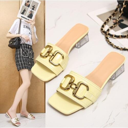 Fashion Women Sandals Low Mid Heels 1.38 Inches Beautiful Sexy Slippers（Size 35-45