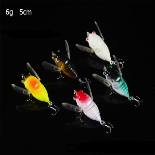 Mounchain 6g 5cm fishing lure Bionic Cicada Insects Bait with Hook Fly Flies Fish Hook Lures