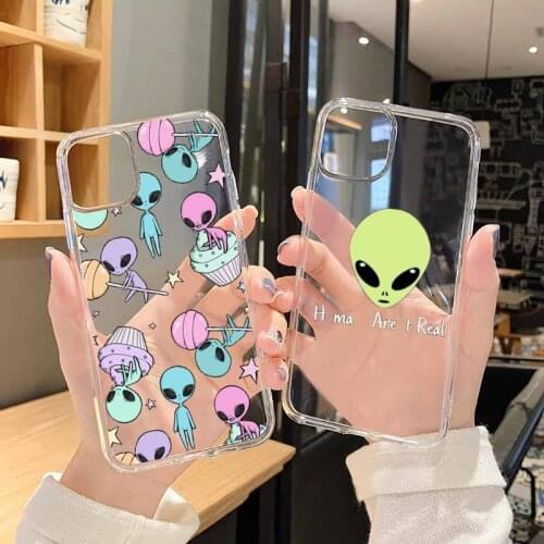 Phone Case For iphone 12 11 8 7 6s 6 5 5s 5c se plus mini x xs xr pro max Aesthetics Cartoon alien space Transparent soft