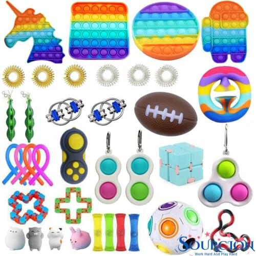 SWT Anti Stress Set Fidget Toys Strings POP YOU Relief Pack Sensory Squishy Gift For Adults Children Figet Relief Antistress