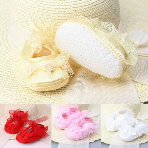 Newly Hot Sale Girls Infant Toddler Baby Kid Princess Non-Slip Lace Floral Shoes