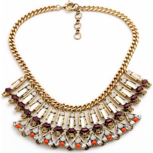 Bulk Price Yellow & Blue & Red Keep On Shining Geometric Shape Chunky Gothic Necklaces Dressing For Party Fashion Jewelry