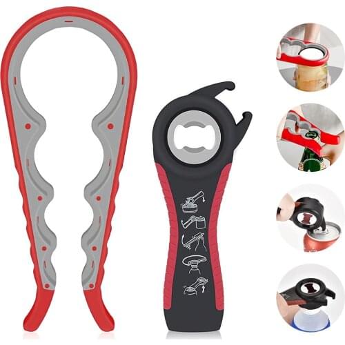 Jar Bottle Opener Non Slip Jar Gripper Pad Rubber Jar Can Lid Opener 5 in 1 Multi Function Grip Opener Kitchen Tools Accessories