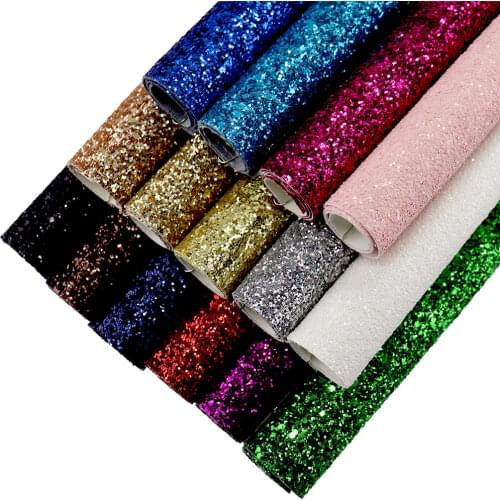 8pcs A4 size 30cm x 21cm chunky glitter leather fabric fashion piece glitter PU fabric for diy fabrc CN158