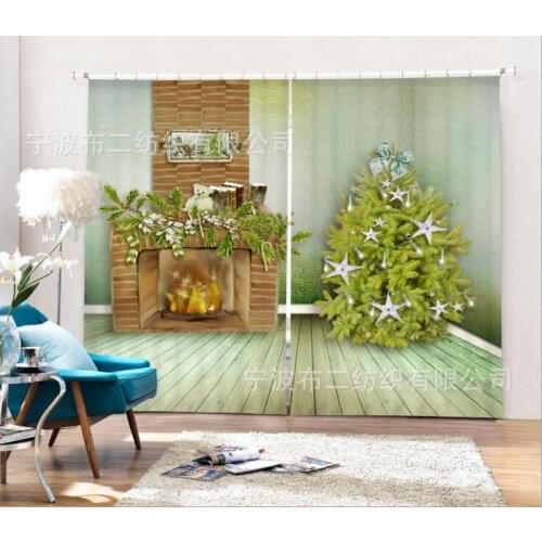 Christmas tree Luxury Blackout 3D Window Curtains For Living Room Bedroom Customized size Drapes Cortinas Rideaux Cushion cover