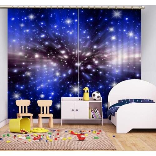 Luxury Blackout 3D Window Curtains For Living Room Bedroom Customized size blue curtains star curtain