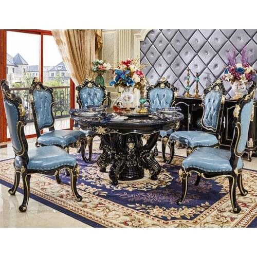 Modern Style Italian Dining Table, 100% Solid Wood Italy Style Luxury round Dining Table Set bng012