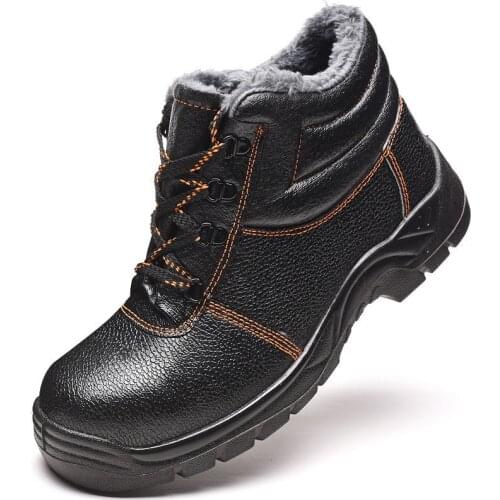 Outdoor Winter Warm Steel Toe Work Safety Shoes Leather Boots Men Snow Boots Men Shoes Anti-smashing Anti-piercing Work Boots