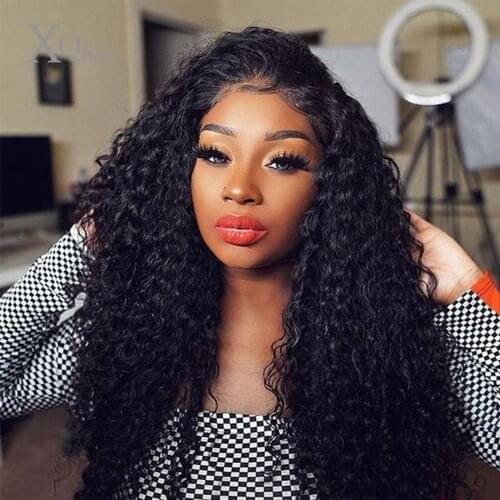 XQ 28Inch Black Natural Long Curly Hair Synthetic Wigs High Temperature Hair wig African American Hairstyle For Woman
