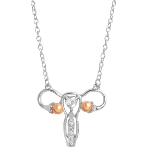 Women Womb Brooch Pin Uterus Ovary Pendant Necklace Female Medicine Symbol Gift T4MD