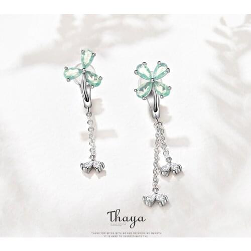 Thaya 100% Solid 925 Sterling Silver Clovers Earrings Clip Earrings For Women Engagement Gift Fine Jewelry