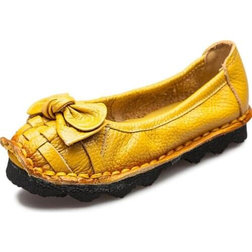 Special Offer New Handmade Women Shoes Flat Shoes Comfort Soft Non-slip Elegant Bow Genuine Leather Shoes Woman Fashion Shoes