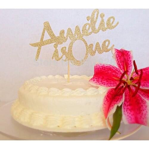 Gold Glitter Birthday Name Paper Cake Topper - Birthday party/Cake Decoration Custom Name-age birthday party Cake Toppers