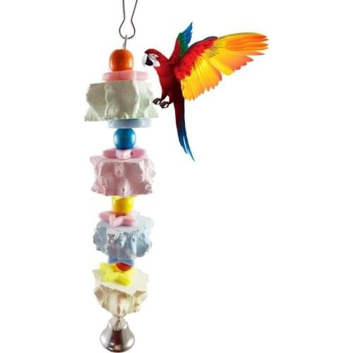 1pc Parrot Toy Wooden Bird Standing Chewing Rack Toys Bead Ball Heart Star Shape Parrot Toy Bird Toys Pet Supplies