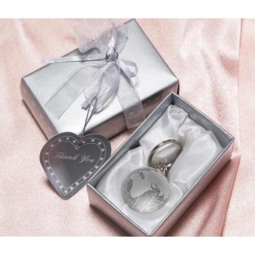 100pcs Crystal Glass Globe Keychain Wedding Favors Destination Ball Keychains Bridal Shower Favor Party Giveaways For Guest