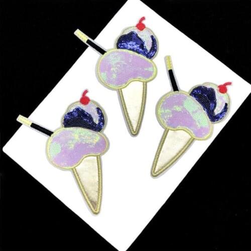 20pcs parches ropa Ice Cream Glitter Patches For Clothing Heat Transfer Sequined Patch Appliques Garment Jeans Jacket Patchwork