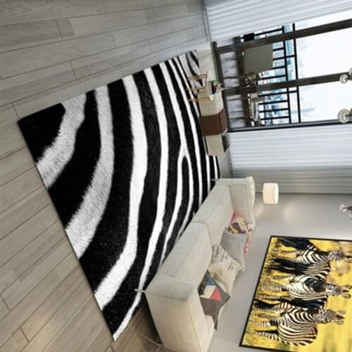 Imitation Animal Fur 3D Door Mat Living Room Decoration Non-slip Rug 3D Carpet Zebra Tiger Pattern